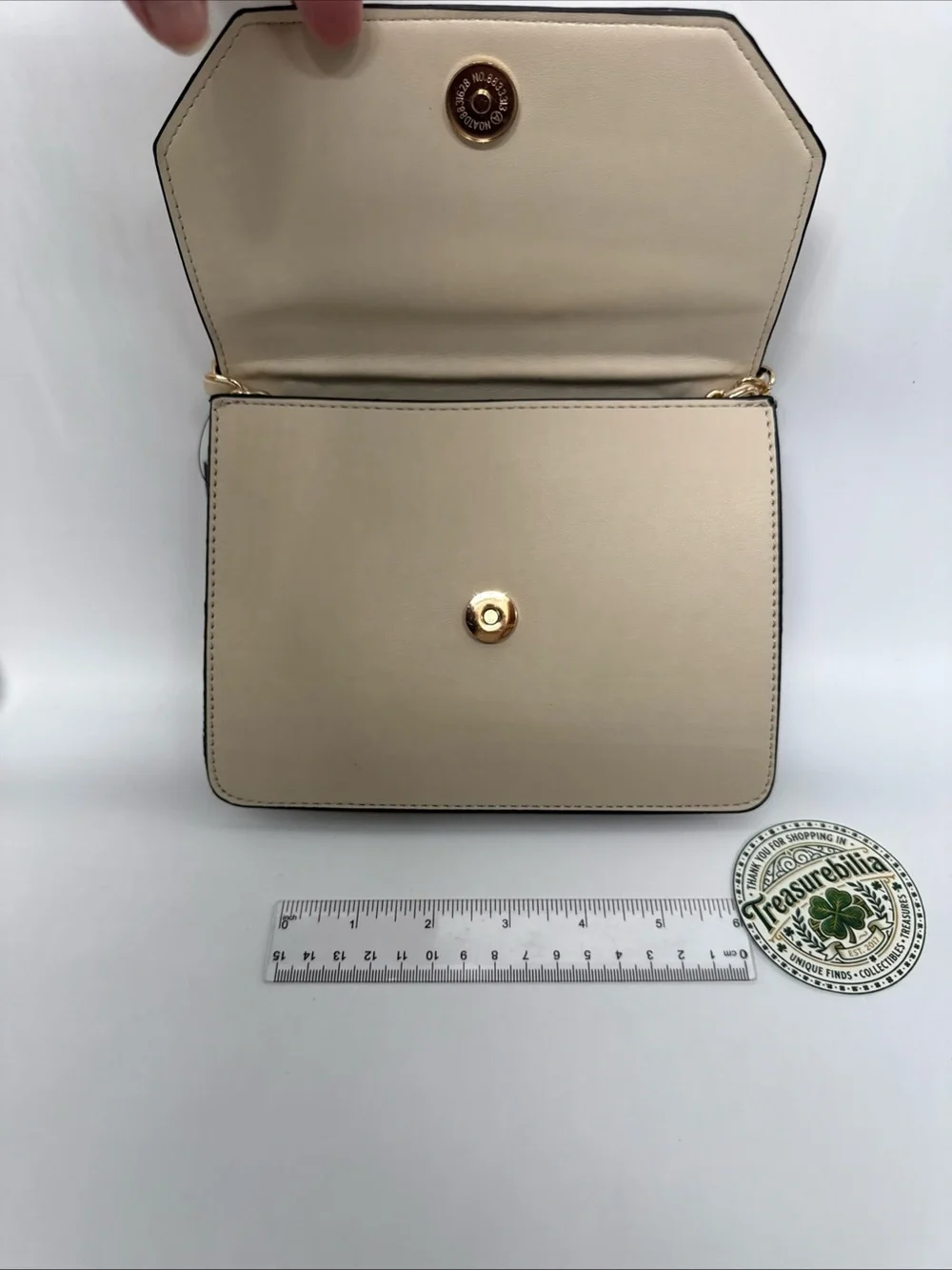 Badgley Mischka Home Navy/white Double Crossbody with Pearl/gold Handle - Picture 8 of 16